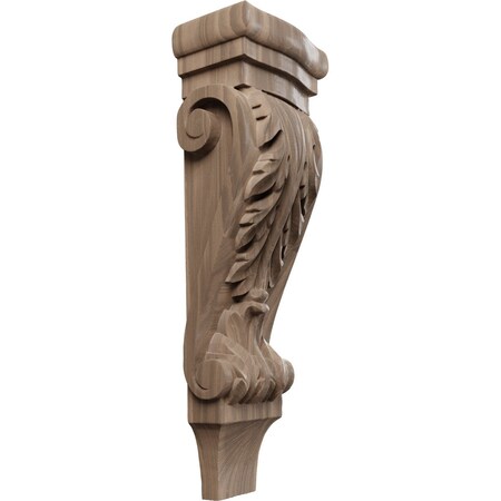 Ekena Millwork 5 1/8"W x 3 3/8"D x 15 1/2"H Medium Acanthus Pilaster Wood Corbel, Walnut CORW05X03X16PAWA